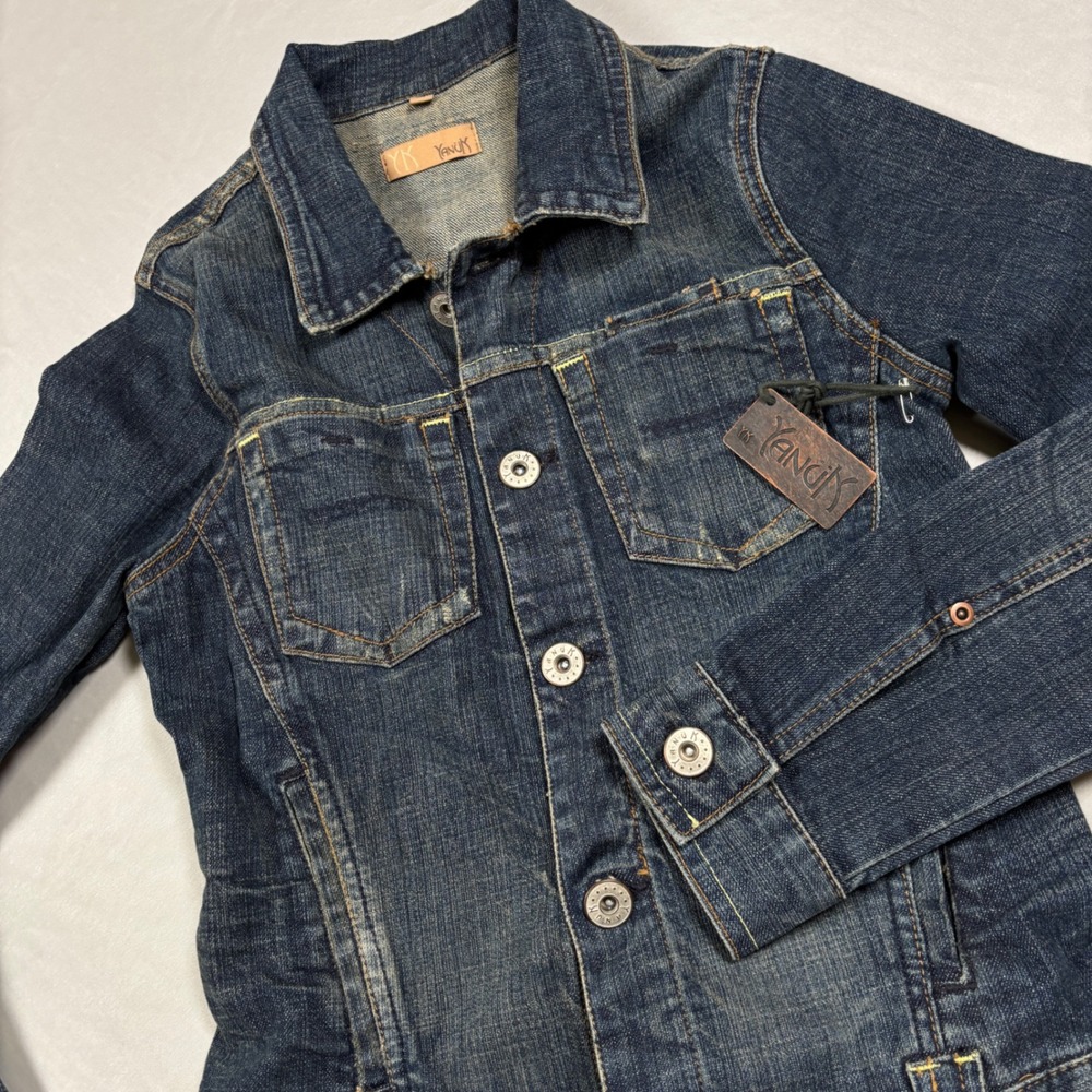 Yanuk Denim Jacket Women Medium Blue Dark Wash Trucker Vintage Style Jean Jacket
